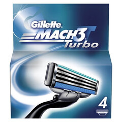 Skutimosi galvutės Gillette Mach 3 Turbo, 4 vnt. цена и информация | Косметика и средства для бритья | pigu.lt