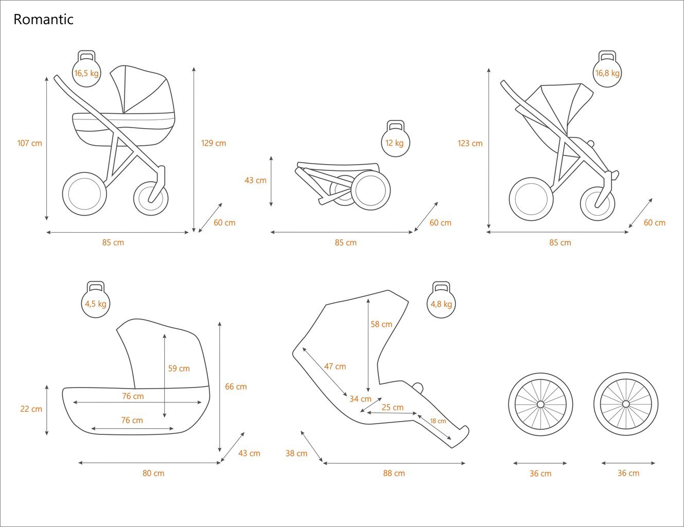 Universalus vežimėlis Romantic Kunert 3in1 Cappuccino ECO kaina ir informacija | Vežimėliai | pigu.lt