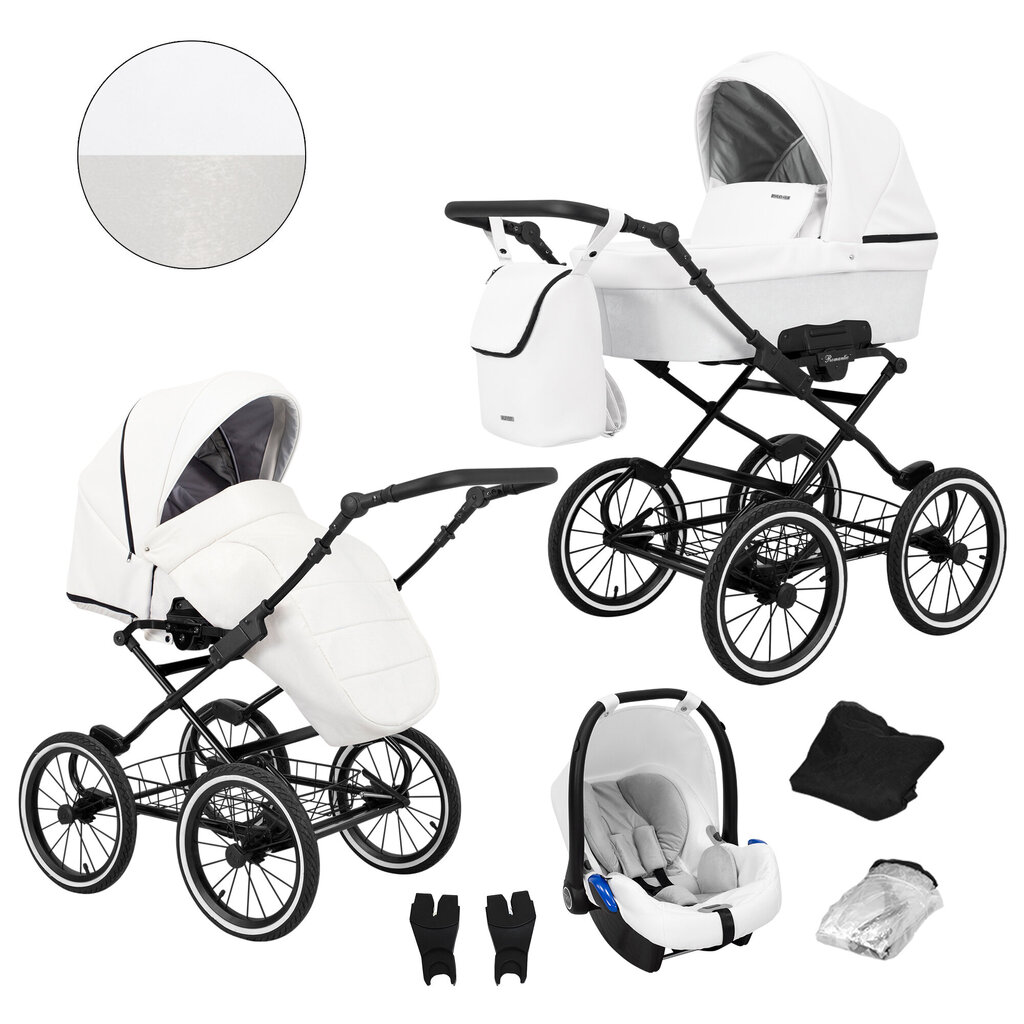 Universalus vežimėlis Romantic Kunert 3in1 White ECO kaina ir informacija | Vežimėliai | pigu.lt