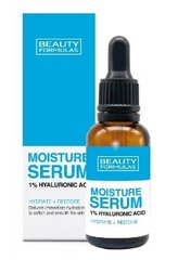 Veido serumas Beauty Formulas, 1% Hyaluronic Acid Serum Moisture, 30 ml kaina ir informacija | Veido aliejai, serumai | pigu.lt
