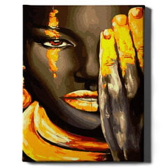 Картина по номерам с золотой блестящей краской На Раме "Макияж с позолотой" Oh Art! 40x50 см цена и информация | Живопись по номерам | pigu.lt