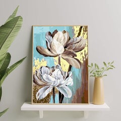 Картина по номерам с золотой блестящей краской На Раме "Белые цветы" Oh Art! 40x50 см цена и информация | Живопись по номерам | pigu.lt