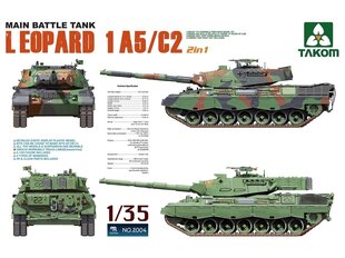 Сборная модель Takom - Main Battle Tank Leopard 1 A5/C2, 1/35, 2004 цена и информация | Конструкторы и кубики | pigu.lt