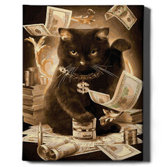 Картина по номерам с золотой блестящей краской На Раме "Богатый кот" Oh Art! 40x50 см цена и информация | Живопись по номерам | pigu.lt