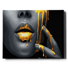 Картина по номерам с золотой блестящей краской На Раме "Губы в золоте" Oh Art! 40x50 см цена и информация | Живопись по номерам | pigu.lt