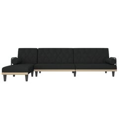 Kampinė sofa-lova vidaXL, juoda цена и информация | Угловые диваны | pigu.lt