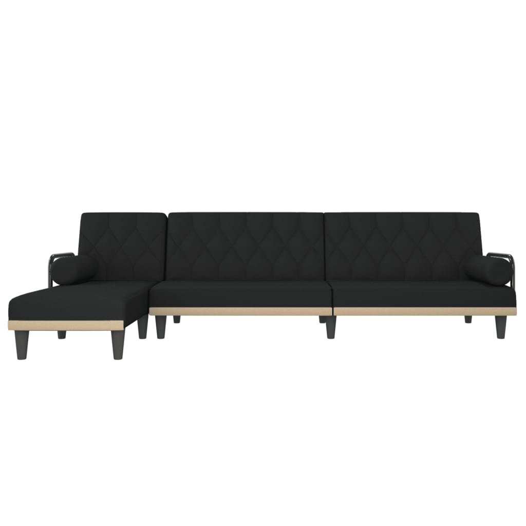 Kampinė sofa-lova vidaXL, juoda цена и информация | Minkšti kampai | pigu.lt