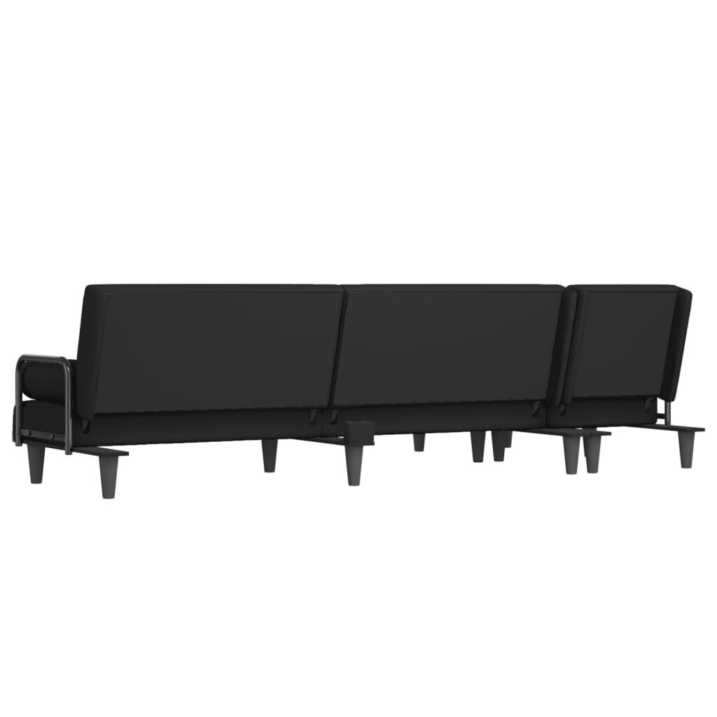 Kampinė sofa-lova vidaXL, juoda цена и информация | Minkšti kampai | pigu.lt