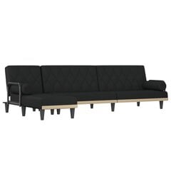 Kampinė sofa-lova vidaXL, juoda цена и информация | Угловые диваны | pigu.lt