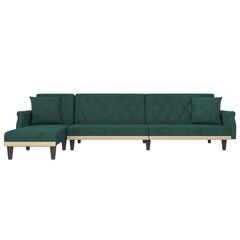 Kampinė sofa-lova vidaXL, žalia kaina ir informacija | Minkšti kampai | pigu.lt