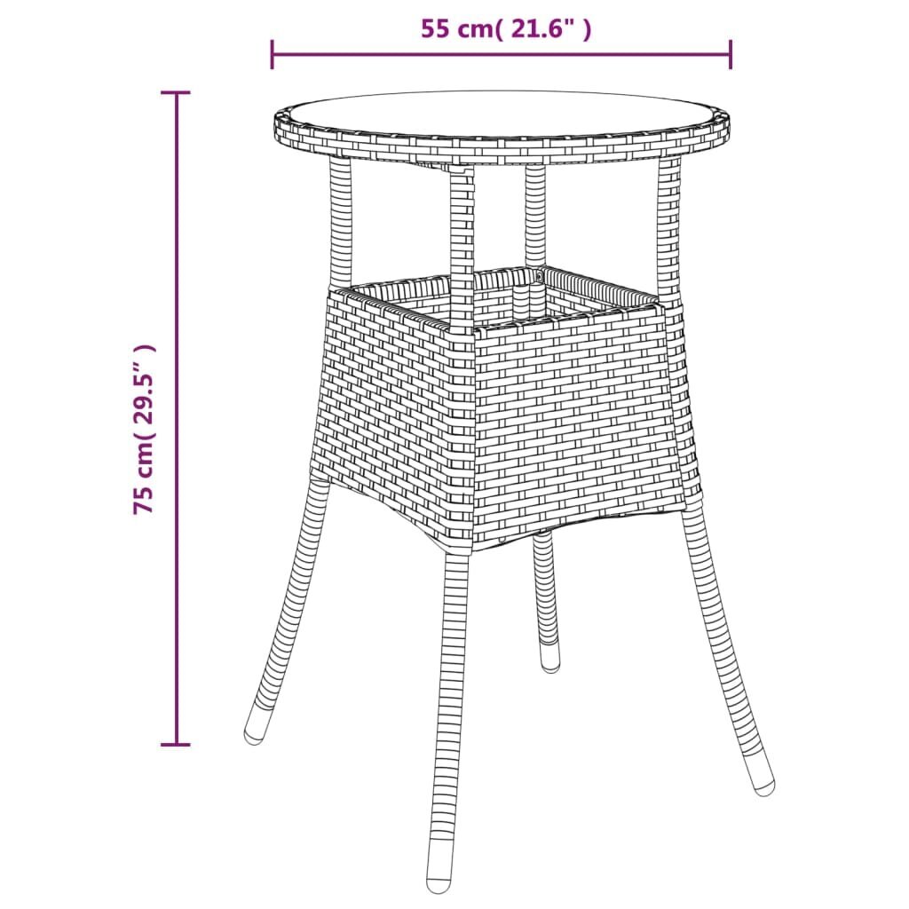 Bistro komplektas su pagalvėmis vidaXL, 3 dalių, juodas kaina ir informacija | Lauko baldų komplektai | pigu.lt