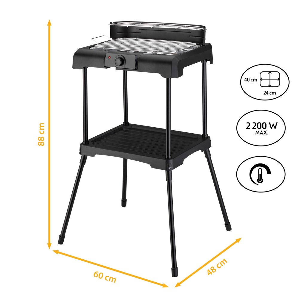 Elektrinis pastatomas grilis TZS First Austria FA-5350-3, 60x48x88cm, juodas kaina ir informacija | Kepsninės, griliai | pigu.lt