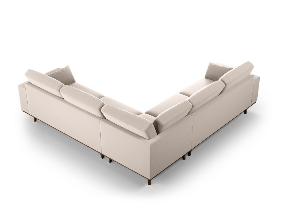 Simetrinė velvet sofa Hebe, 5 sėdimos vietos, smėlio spalva kaina ir informacija | Minkšti kampai | pigu.lt