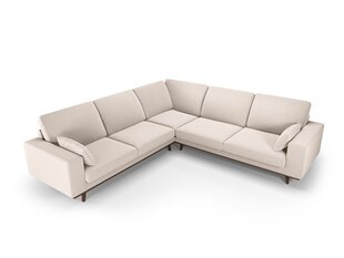Simetrinė velvet sofa Hebe, 5 sėdimos vietos, smėlio spalva kaina ir informacija | Minkšti kampai | pigu.lt