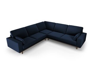 Simetrinė velvet sofa Hebe, 5 sėdimos vietos, tamsiai mėlyna kaina ir informacija | Minkšti kampai | pigu.lt