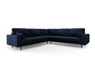 Simetrinė velvet sofa Hebe, 5 sėdimos vietos, tamsiai mėlyna kaina ir informacija | Minkšti kampai | pigu.lt