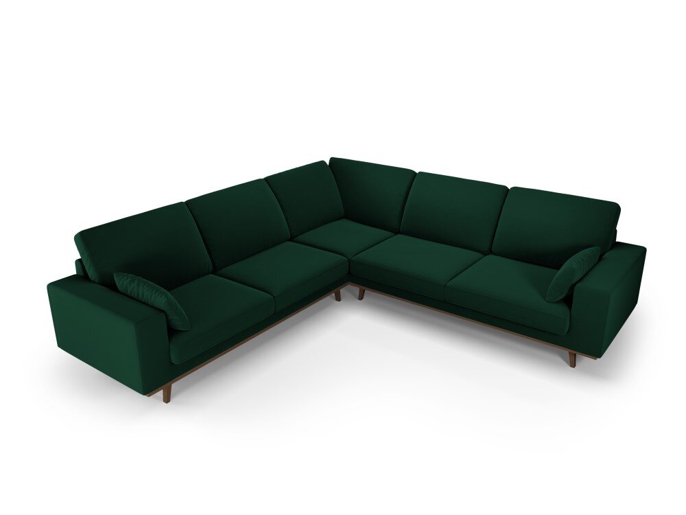 Simetrinė velvet sofa Hebe, 5 sėdimos vietos, žalio butelio sp. цена и информация | Minkšti kampai | pigu.lt
