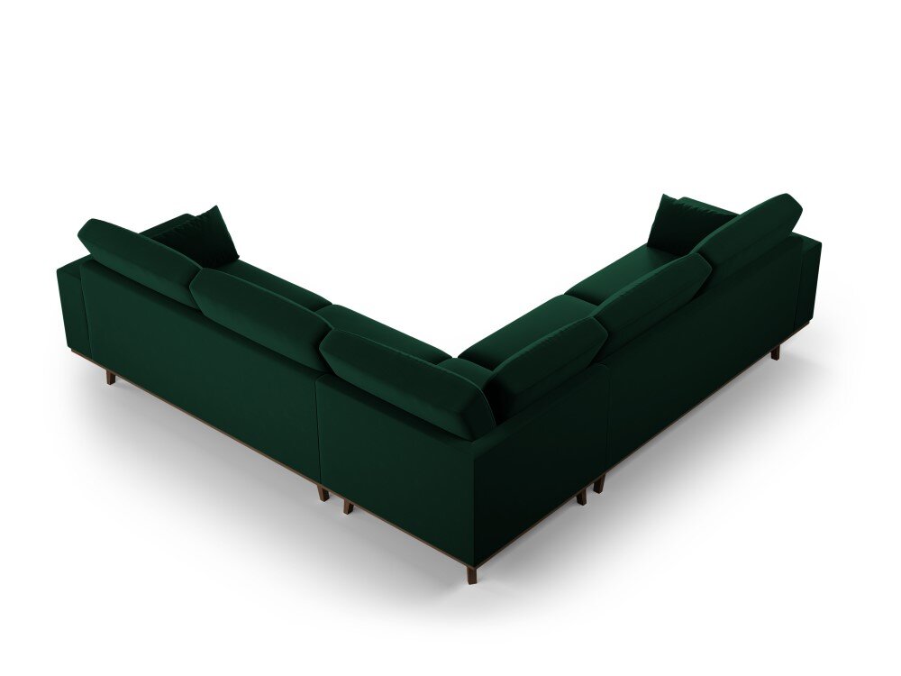 Simetrinė velvet sofa Hebe, 5 sėdimos vietos, žalio butelio sp. kaina ir informacija | Minkšti kampai | pigu.lt