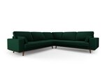 Simetrinė velvet sofa Hebe, 5 sėdimos vietos, žalio butelio sp.