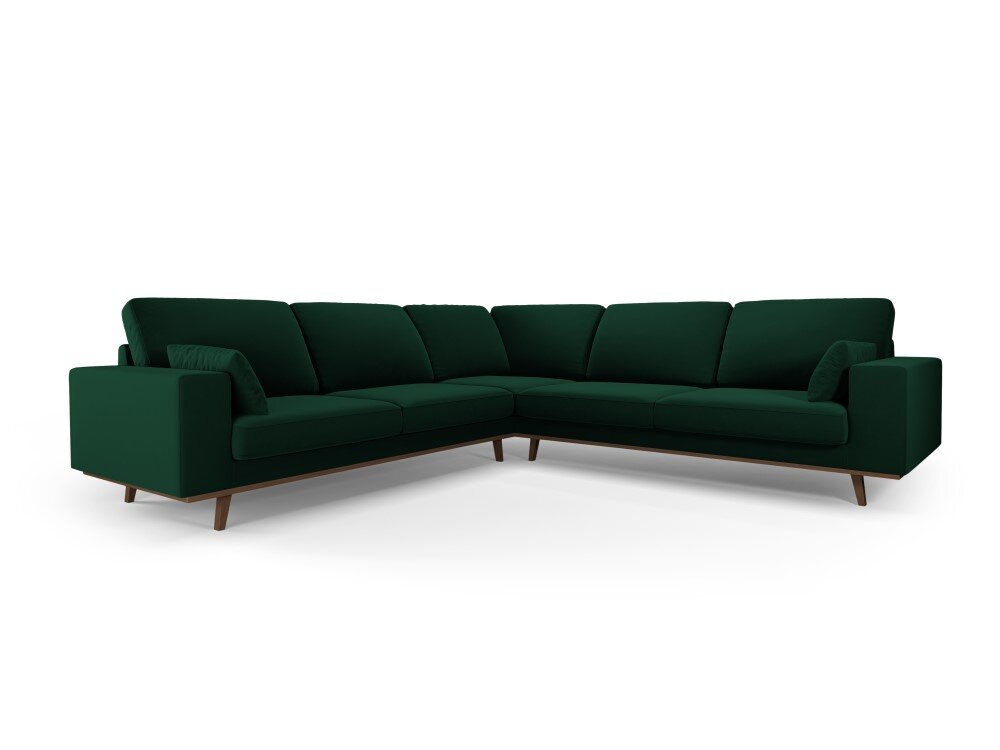 Simetrinė velvet sofa Hebe, 5 sėdimos vietos, žalio butelio sp. цена и информация | Minkšti kampai | pigu.lt