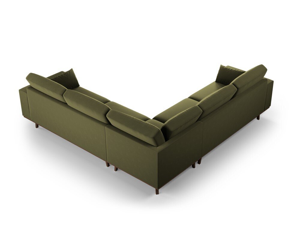 Simetrinė velvet sofa Hebe, 5 sėdimos vietos, žalia kaina ir informacija | Minkšti kampai | pigu.lt