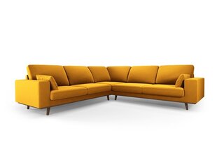 Simetrinė velvet sofa Hebe, 5 sėdimos vietos, geltona (garstyčių) kaina ir informacija | Minkšti kampai | pigu.lt