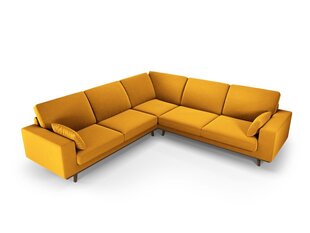 Simetrinė velvet sofa Hebe, 5 sėdimos vietos, geltona (garstyčių) kaina ir informacija | Minkšti kampai | pigu.lt