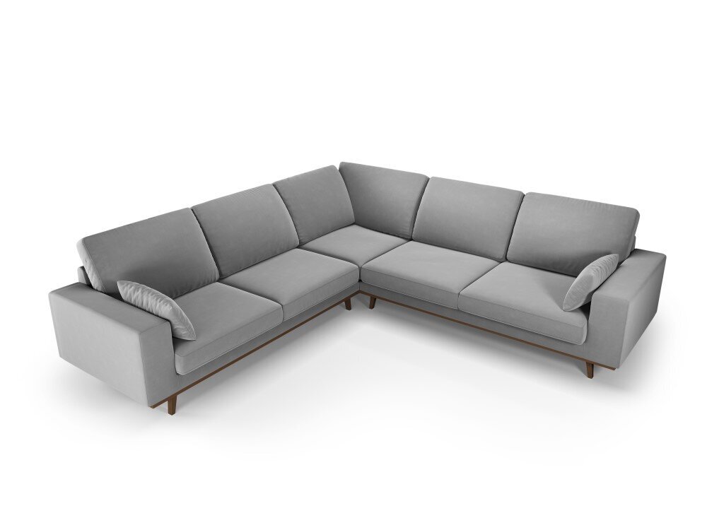 Simetrinė velvet sofa Hebe, 5 sėdimos vietos, pilka kaina ir informacija | Minkšti kampai | pigu.lt