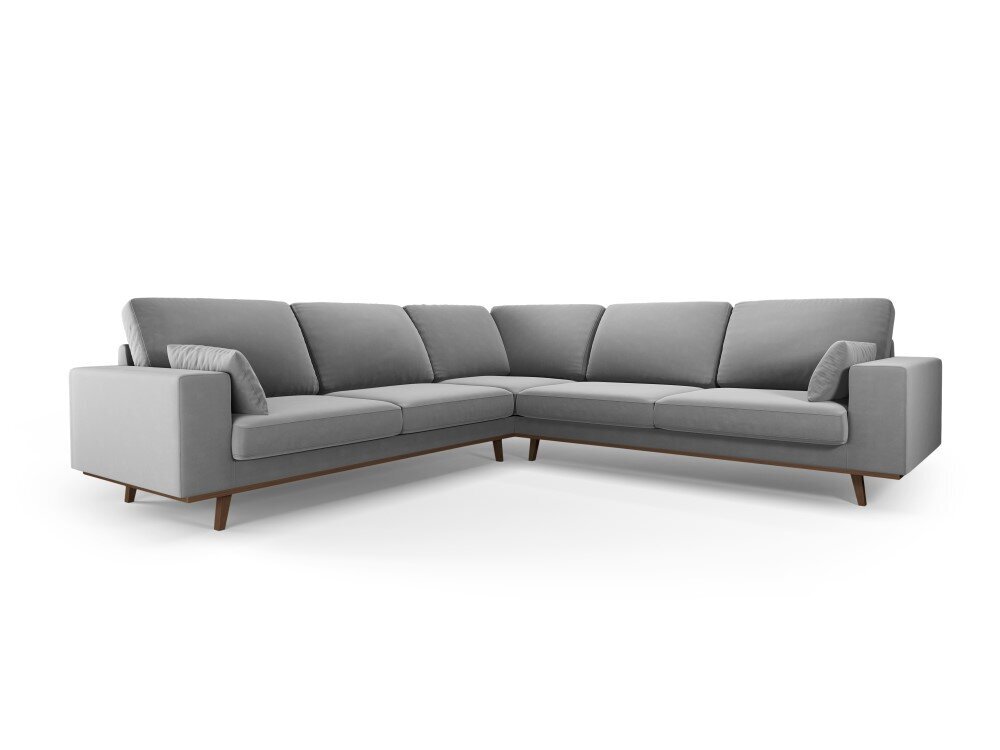 Simetrinė velvet sofa Hebe, 5 sėdimos vietos, pilka kaina ir informacija | Minkšti kampai | pigu.lt