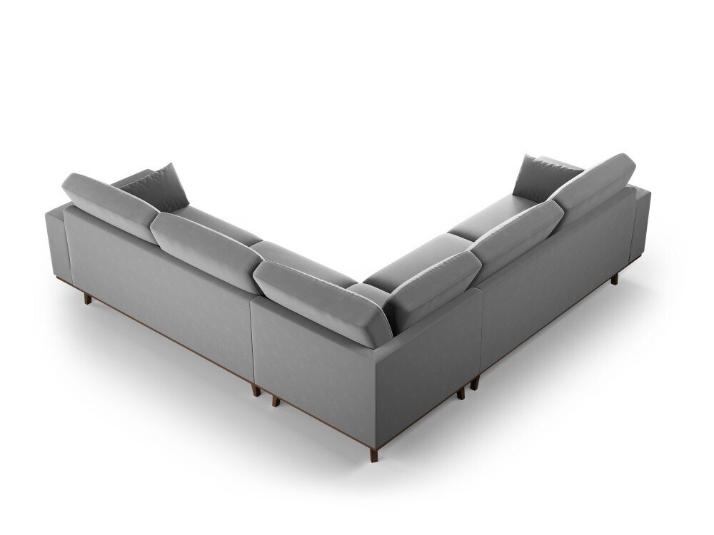 Simetrinė velvet sofa Hebe, 5 sėdimos vietos, pilka kaina ir informacija | Minkšti kampai | pigu.lt