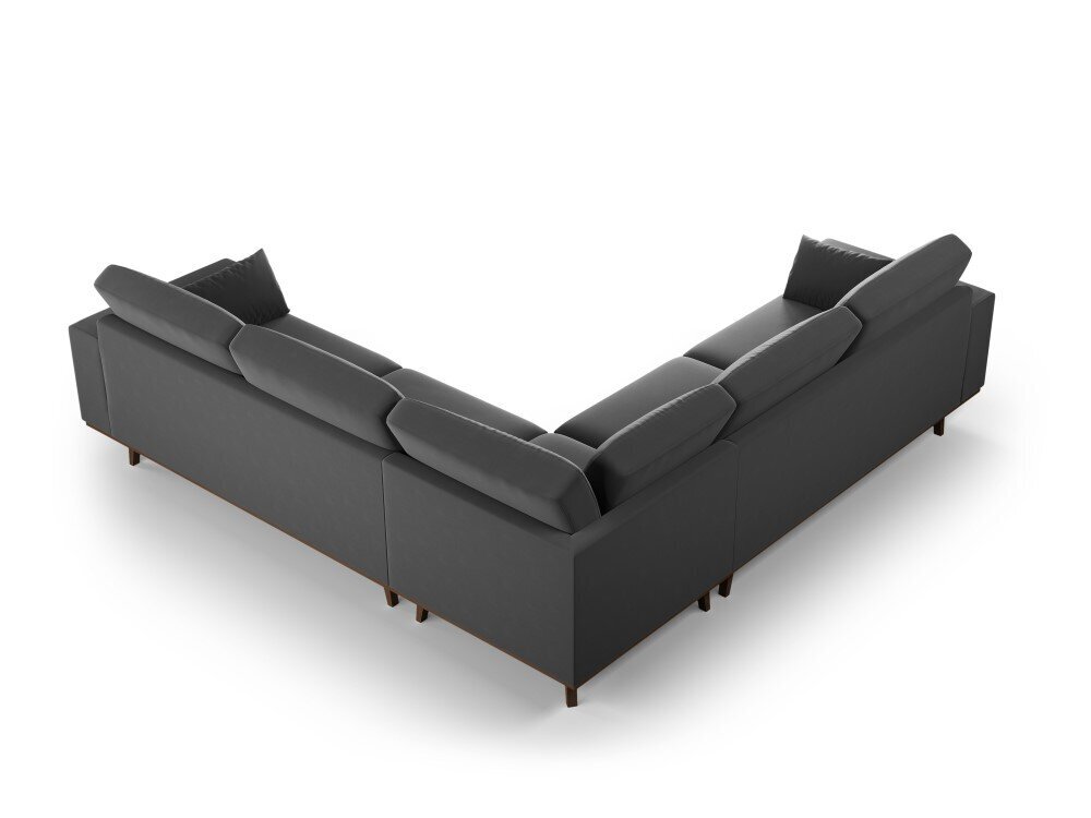 Simetrinė velvet sofa Hebe, 5 sėdimos vietos, tamsiai pilka kaina ir informacija | Minkšti kampai | pigu.lt