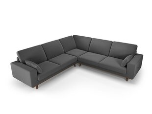 Simetrinė velvet sofa Hebe, 5 sėdimos vietos, tamsiai pilka kaina ir informacija | Minkšti kampai | pigu.lt