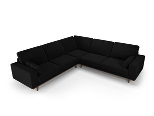 Simetrinė velvet sofa Hebe, 5 sėdimos vietos, juoda kaina ir informacija | Minkšti kampai | pigu.lt