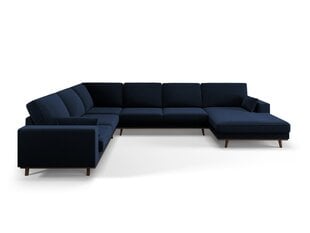 Panoraminė kairioji kampinė velvet sofa Hebe, 6 sėdimos vietos, tamsiai mėlyna kaina ir informacija | Minkšti kampai | pigu.lt