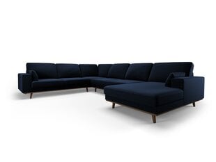 Panoraminė kairioji kampinė velvet sofa Hebe, 6 sėdimos vietos, tamsiai mėlyna kaina ir informacija | Minkšti kampai | pigu.lt