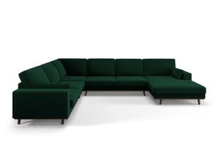 Panoraminė kairioji kampinė velvet sofa Hebe, 6 sėdimos vietos, žalio butelio sp. kaina ir informacija | Minkšti kampai | pigu.lt