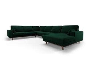 Panoraminė kairioji kampinė velvet sofa Hebe, 6 sėdimos vietos, žalio butelio sp. kaina ir informacija | Minkšti kampai | pigu.lt