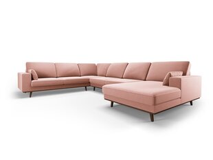 Панорамный левый угловой velvet диван Hebe, 6 мест, розовый цвет цена и информация | Угловые диваны | pigu.lt