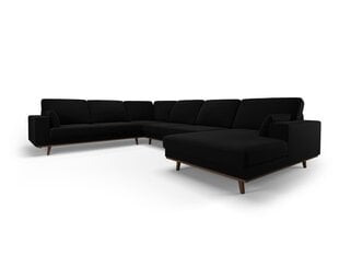 Panoraminė kairioji kampinė velvet sofa Hebe, 6 sėdimos vietos, juoda kaina ir informacija | Minkšti kampai | pigu.lt