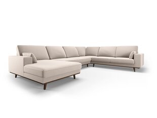 Панорамный правый угловой velvet диван Hebe, 6 мест, бежевый цвет цена и информация | Угловые диваны | pigu.lt