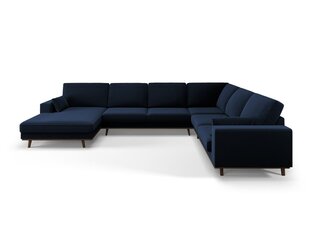 Panoraminė dešinioji kampinė velvet sofa Hebe, 6 sėdimos vietos, tamsiai mėlyna kaina ir informacija | Minkšti kampai | pigu.lt