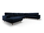 Панорамный правый угловой velvet диван Hebe, 6 мест, темно-синий цвет