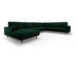 Panoraminė dešinioji kampinė velvet sofa Hebe, 6 sėdimos vietos, žalio butelio sp. цена и информация | Minkšti kampai | pigu.lt