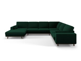 Panoraminė dešinioji kampinė velvet sofa Hebe, 6 sėdimos vietos, žalio butelio sp. kaina ir informacija | Minkšti kampai | pigu.lt
