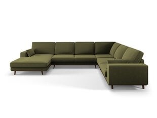 Panoraminė dešinioji kampinė velvet sofa Hebe, 6 sėdimos vietos, žalia kaina ir informacija | Minkšti kampai | pigu.lt