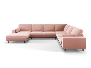 Panoraminė dešinioji kampinė velvet sofa Hebe, 6 sėdimos vietos, rožinė kaina ir informacija | Minkšti kampai | pigu.lt