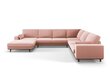 Panoraminė dešinioji kampinė velvet sofa Hebe, 6 sėdimos vietos, rožinė цена и информация | Minkšti kampai | pigu.lt