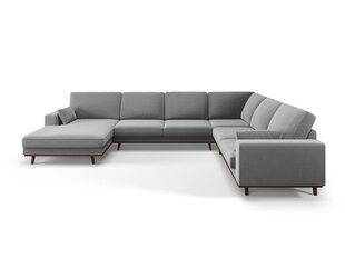 Panoraminė dešinioji kampinė velvet sofa Hebe, 6 sėdimos vietos, pilka kaina ir informacija | Minkšti kampai | pigu.lt