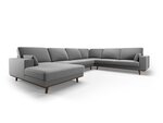 Панорамный правый угловой velvet диван Hebe, 6 мест, серый цвет