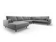 Panoraminė dešinioji kampinė velvet sofa Hebe, 6 sėdimos vietos, pilka kaina ir informacija | Minkšti kampai | pigu.lt